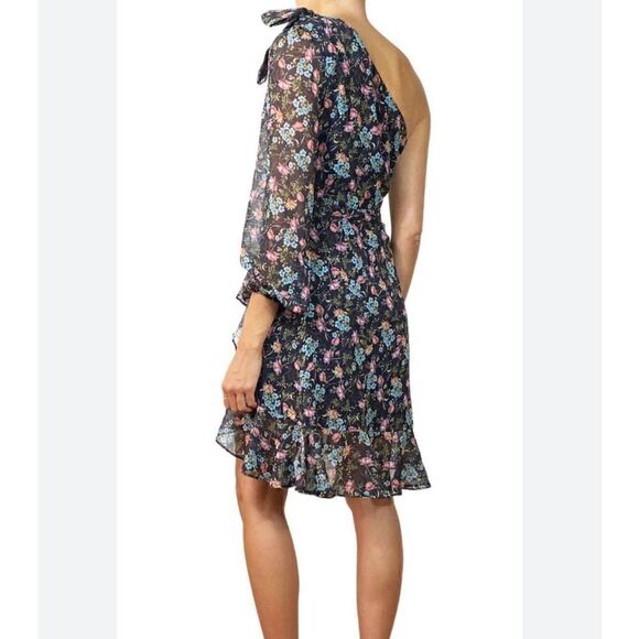 Mango Floral Print One Shoulder Dress 4 - Picture 2 of 10